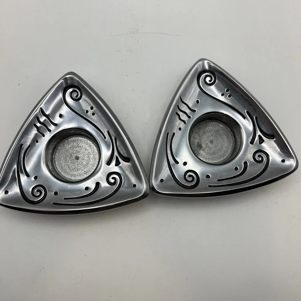 Lenox Candle Holders Votive Tealight Silver Triangle Decor 5.4